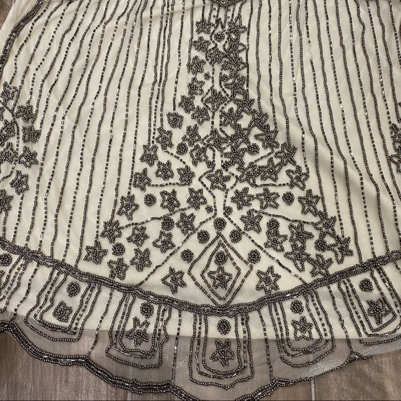 HYDE park cream pewter beaded 20s vibe tank top - Picture 3 of 7